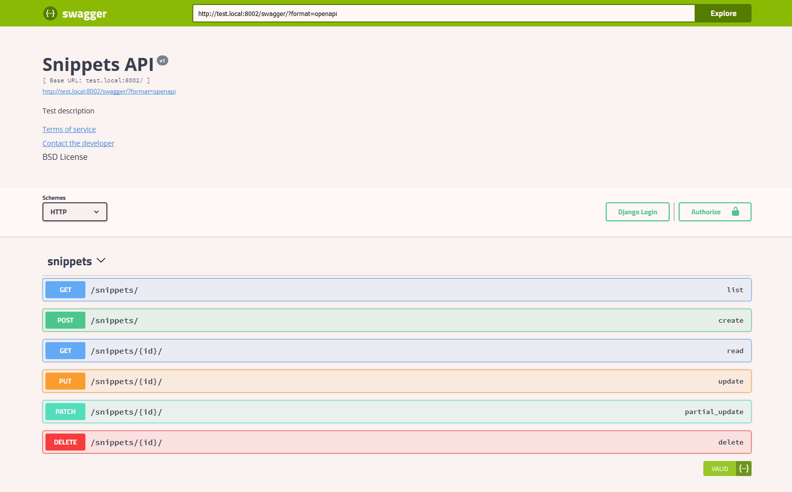 Snippets API in Swagger UI Swagger UI